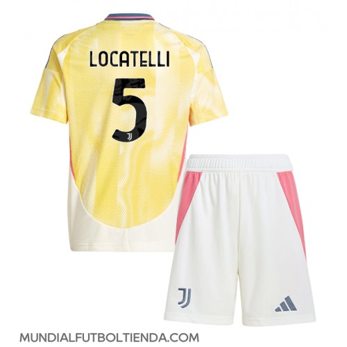 Camiseta Juventus Manuel Locatelli #5 Segunda Equipación Replica 2024-25 para niños mangas cortas (+ Pantalones cortos)